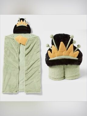 Disney Princess & the Frog Tiana Hooded Blanket Pillowfort Kids Green Plush  nwt